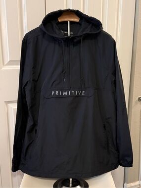 Primitive Black Hooded Windbreaker Pullover Jacket Large